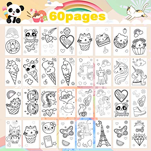 Panda Coloring Pads Set for Girls, Panda Coloring Book, 60 Coloring Pages and 16 Colored Pencils for Drawing Painting, Birthday for Girls Boys Kids