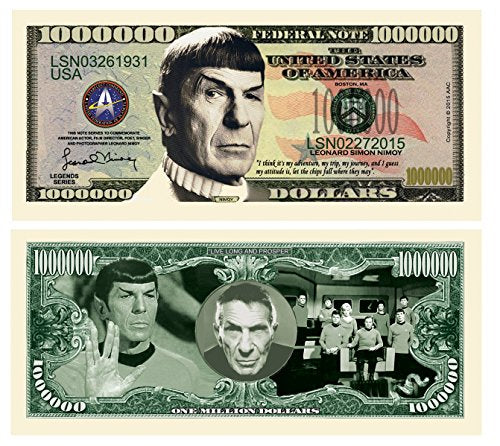 American Art Classics Pack of 10 - Leonard Nimoy Star Trek Spock Collectible Million Dollar Bill